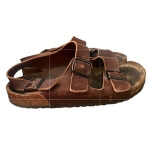 BIRKENSTOCK  Men’s Leather Sandals Milano Size 43 / 10 Brown Buckle FAST SHIP